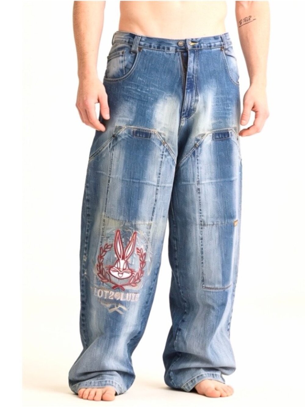 Y2K Streetwear Jean LOT 29 LUXE  Looney Tunes Time Wiley  Blue Denim  42 X33(86